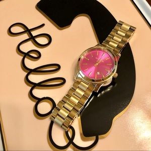 Michael Kors pink face gold watch